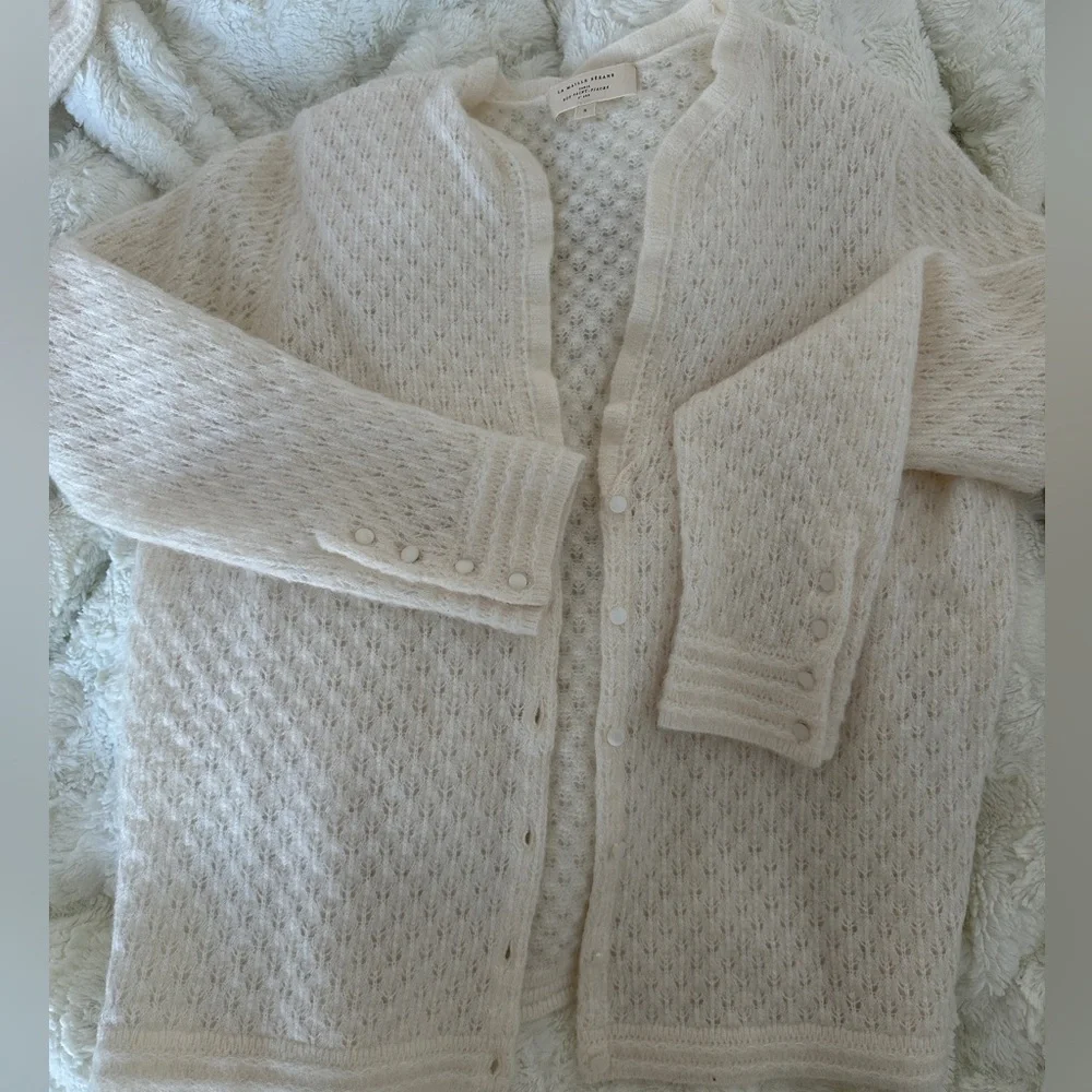 Sézane Cream Textured Mohair-Blend Cardigan - Picture 5 of 7